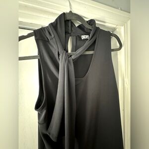 Donna Karen NY DKNY sleeveless tie-neck top, large dark gray charcoal